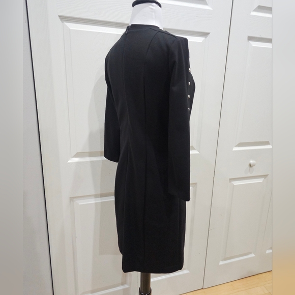 Michael Kors Black & Silver Studded Sheath 3/4 Sleeve Dress 4 Small - Picture 4 of 8